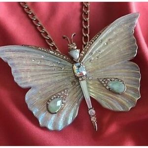 Betsey Johnson butterfly rose gold tone necklace